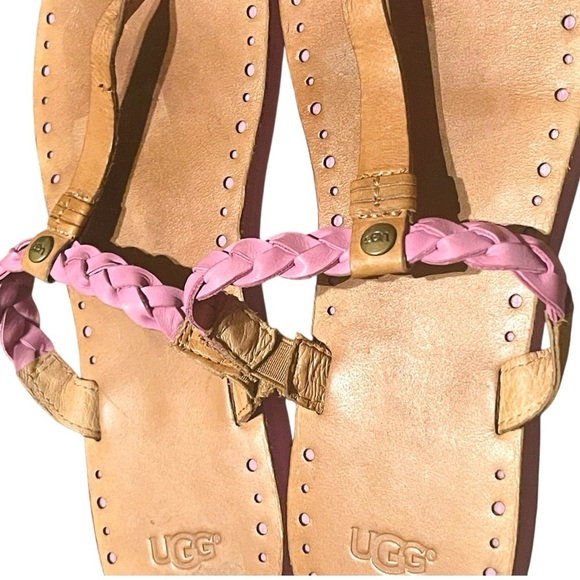 UGG Red and Tan Braided Sandals Size 9 - Picture 7 of 11